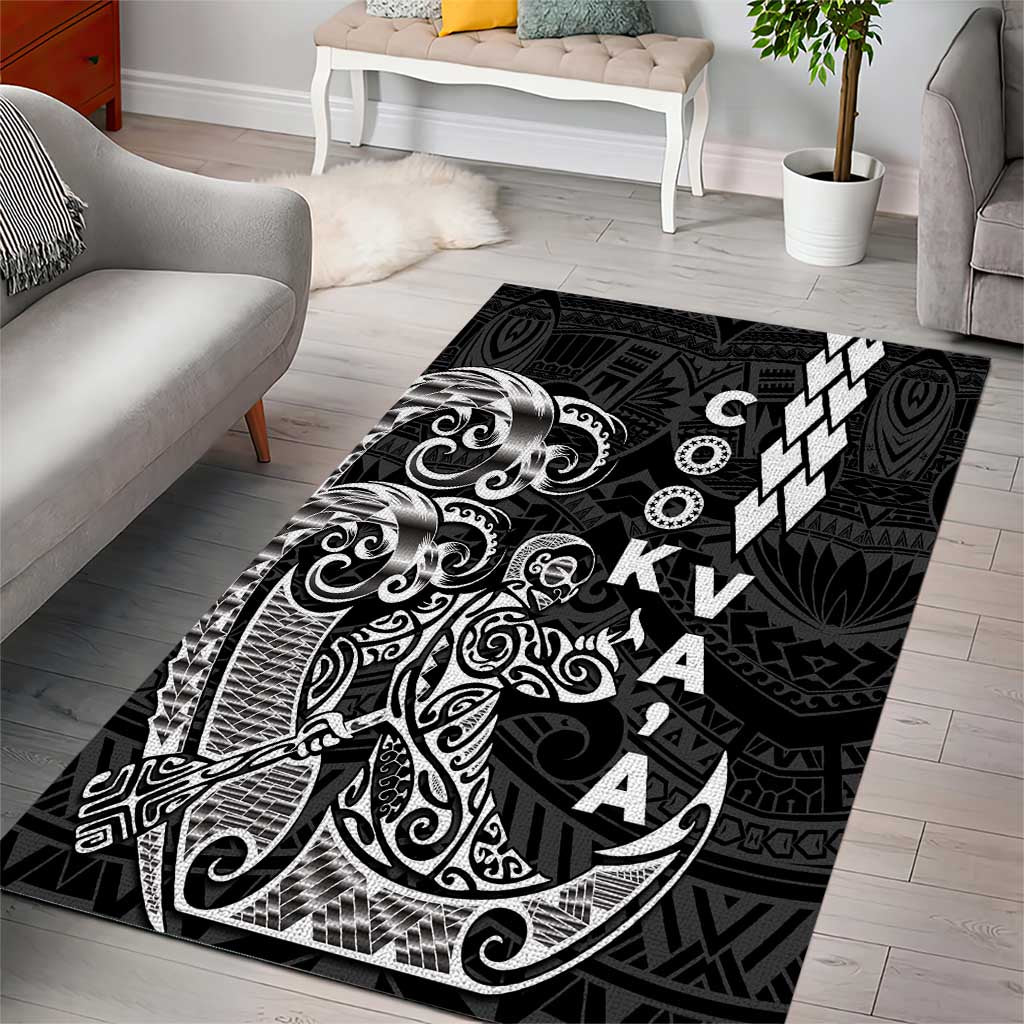 Cook Islands Va'a Polynesian Art Tattoo Area Rug Black Color LT03 - Polynesian Pride