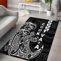 Cook Islands Va'a Polynesian Art Tattoo Area Rug Black Color LT03 - Polynesian Pride