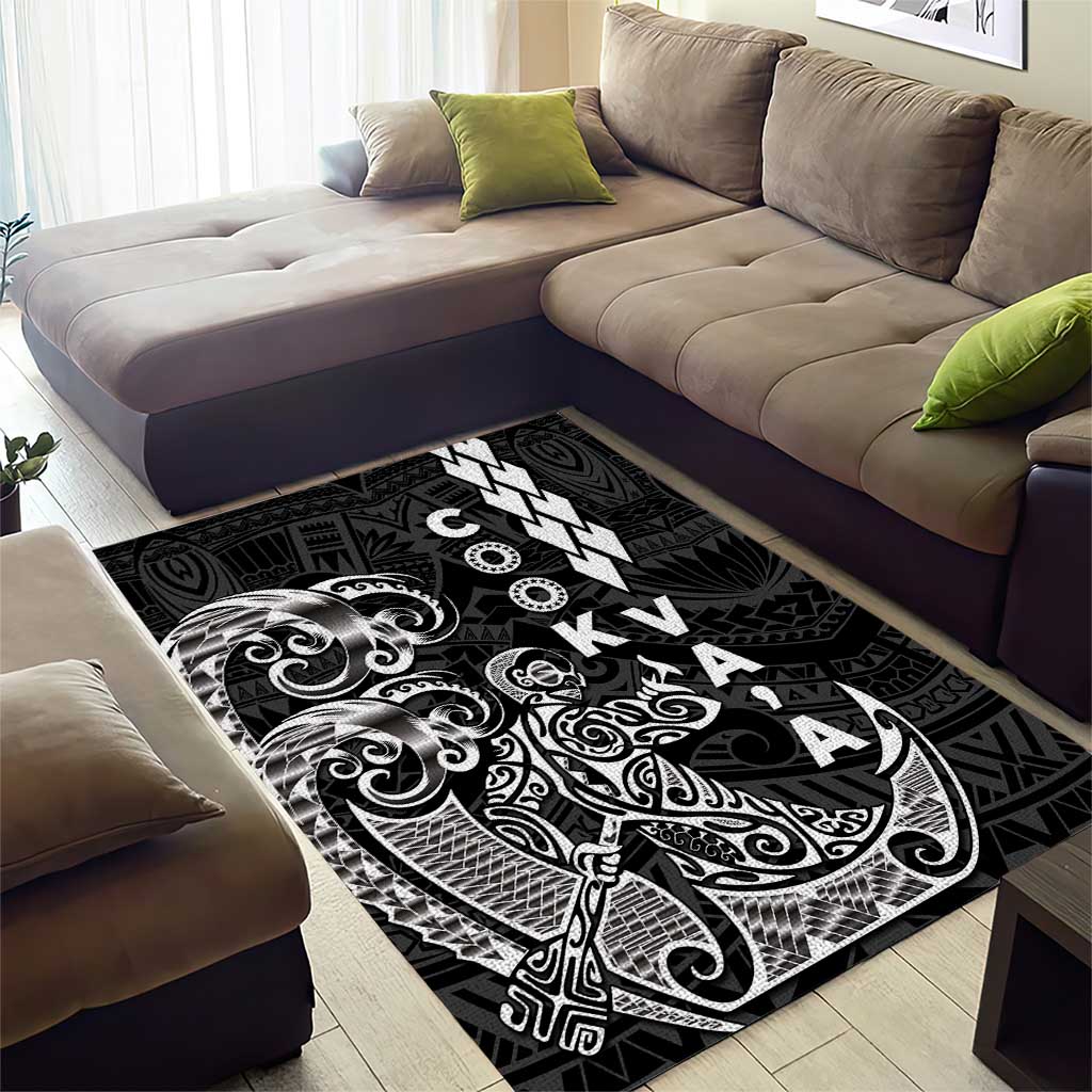Cook Islands Va'a Polynesian Art Tattoo Area Rug Black Color LT03 - Polynesian Pride