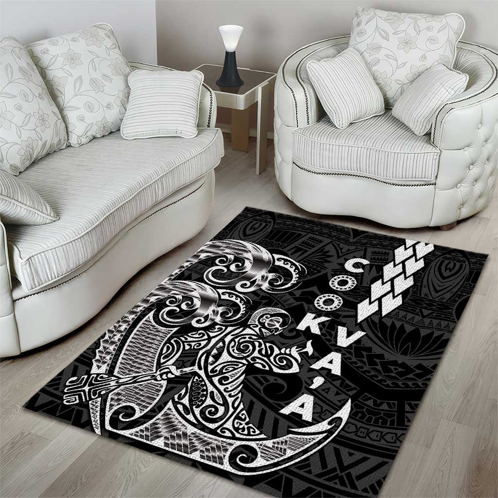 Cook Islands Va'a Polynesian Art Tattoo Area Rug Black Color LT03 - Polynesian Pride