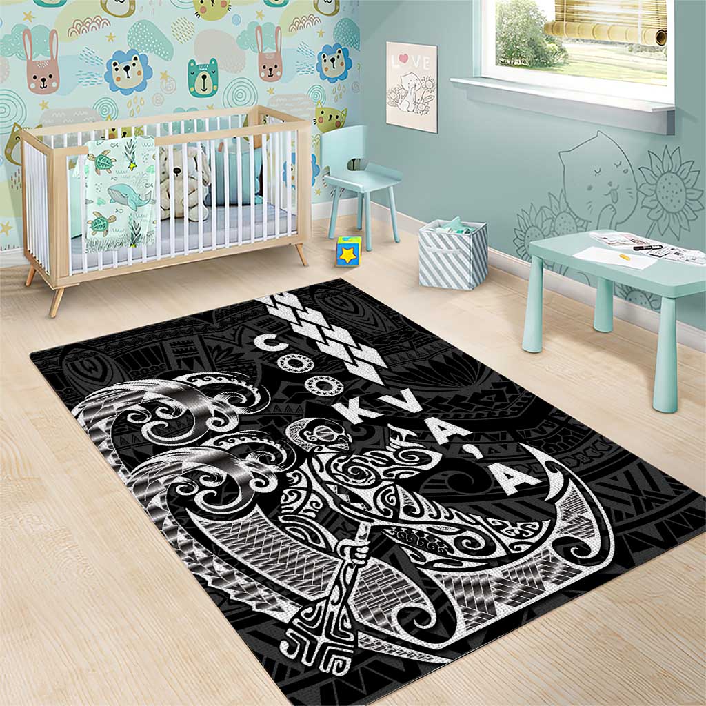 Cook Islands Va'a Polynesian Art Tattoo Area Rug Black Color LT03 - Polynesian Pride