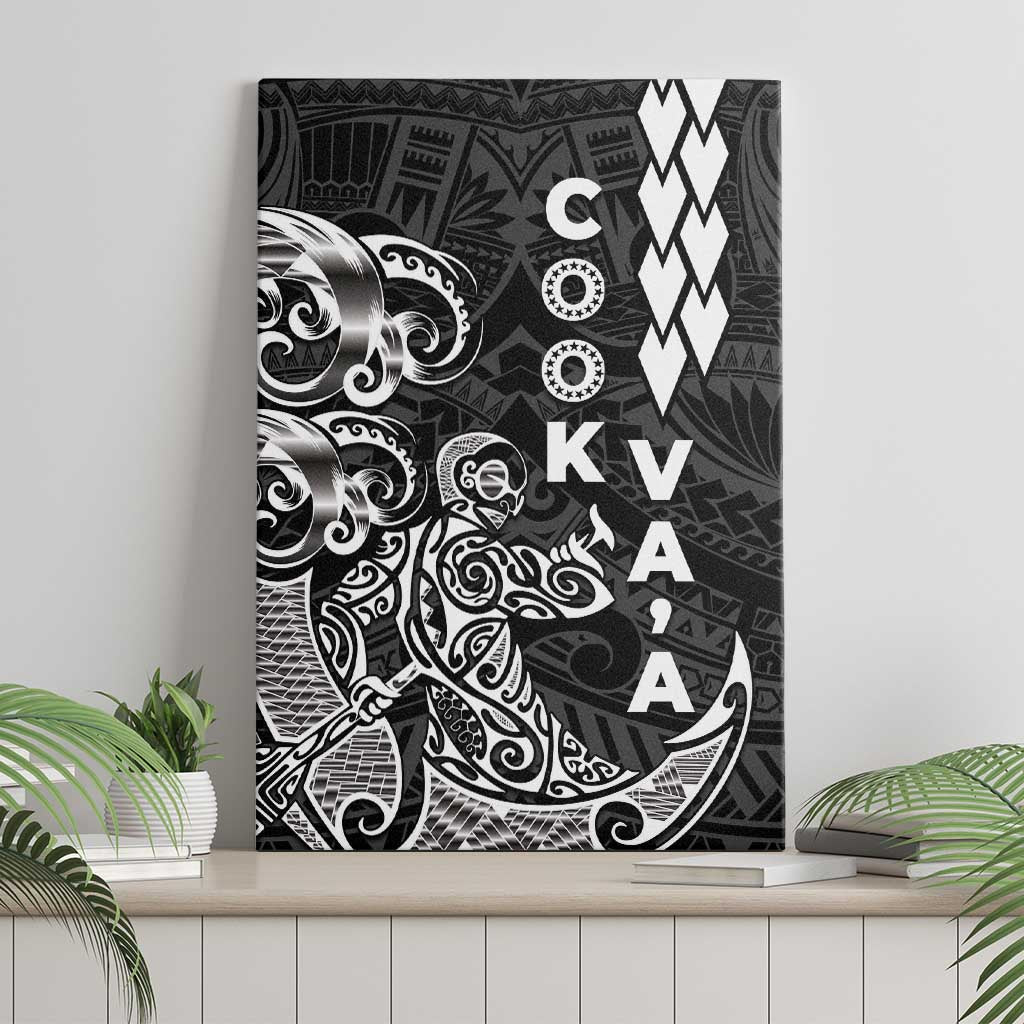 Cook Islands Va'a Polynesian Art Tattoo Canvas Wall Art Black Color LT03 - Polynesian Pride