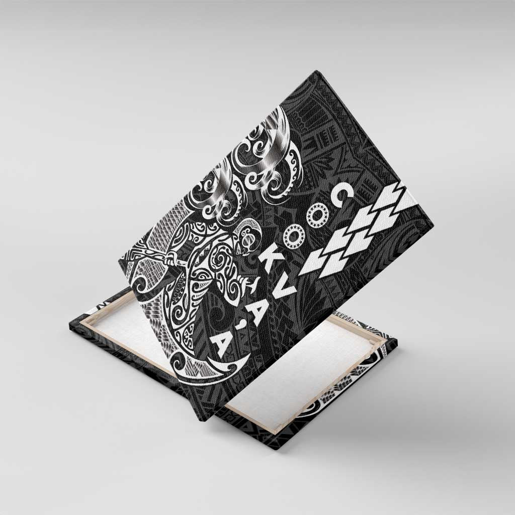 Cook Islands Va'a Polynesian Art Tattoo Canvas Wall Art Black Color LT03 With Frame Black - Polynesian Pride
