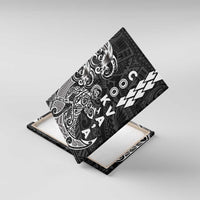 Cook Islands Va'a Polynesian Art Tattoo Canvas Wall Art Black Color LT03 With Frame Black - Polynesian Pride