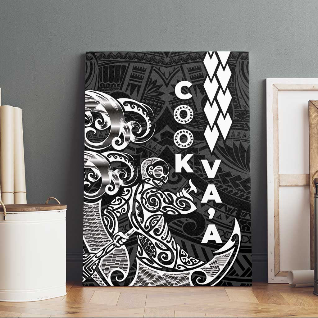 Cook Islands Va'a Polynesian Art Tattoo Canvas Wall Art Black Color LT03 - Polynesian Pride