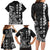 Cook Islands Vaa Polynesian Art Tattoo Family Matching Long Sleeve Bodycon Dress and Hawaiian Shirt Black Color