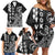 Cook Islands Vaa Polynesian Art Tattoo Family Matching Off Shoulder Short Dress and Hawaiian Shirt Black Color