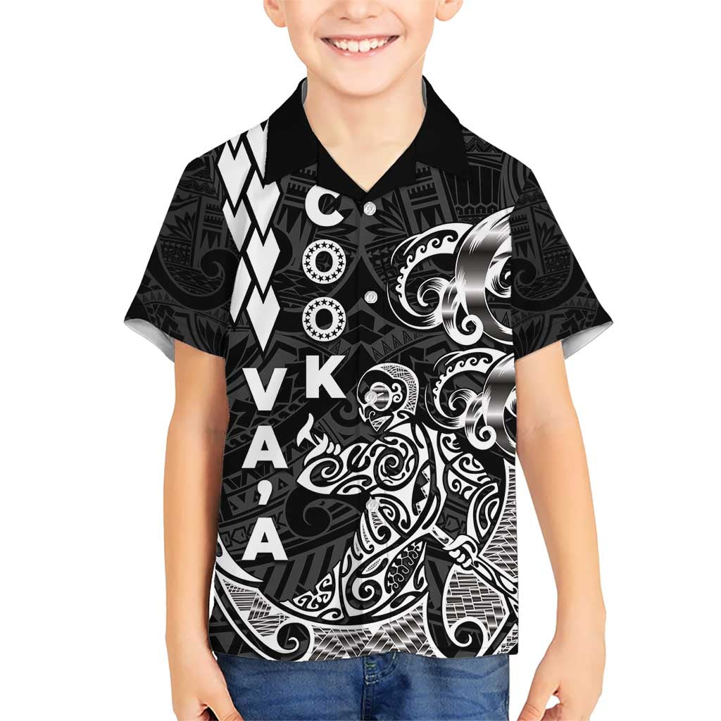 Cook Islands Va'a Polynesian Art Tattoo Kid Hawaiian Shirt Black Color LT03 Kid Black - Polynesian Pride