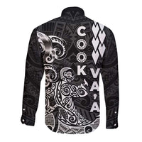 Cook Islands Va'a Polynesian Art Tattoo Long Sleeve Button Shirt Black Color LT03 - Polynesian Pride
