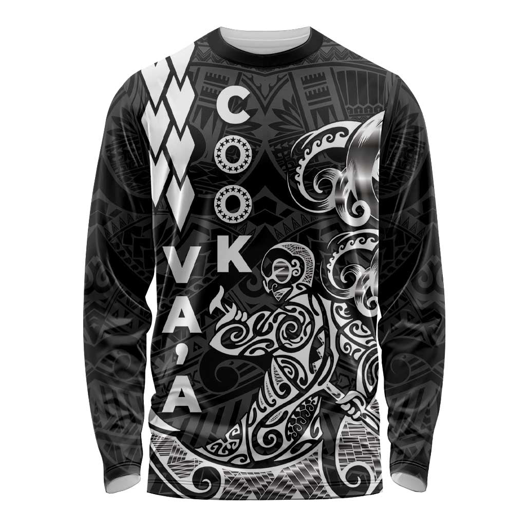 Cook Islands Va'a Polynesian Art Tattoo Long Sleeve Shirt Black Color LT03 Unisex Black - Polynesian Pride