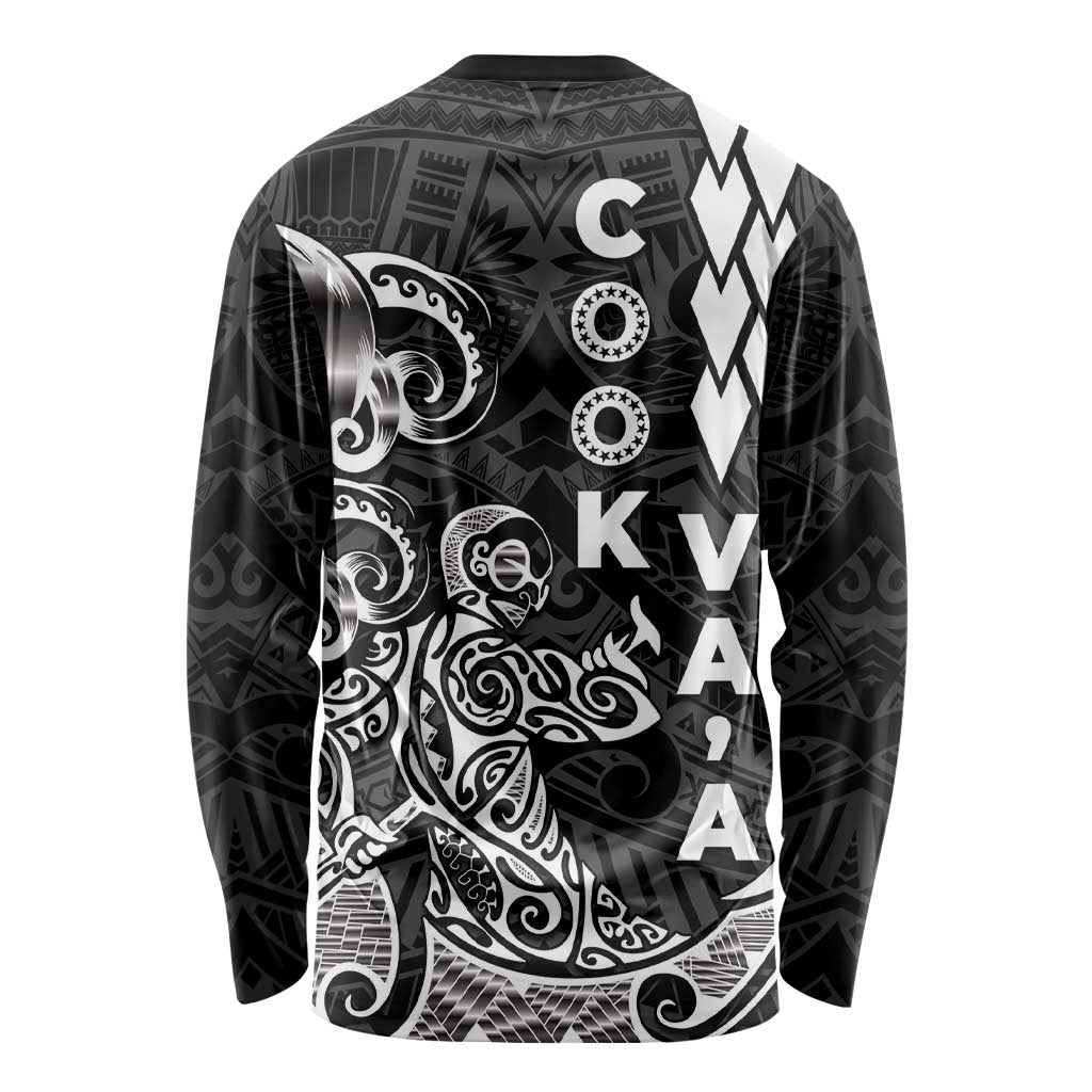 Cook Islands Va'a Polynesian Art Tattoo Long Sleeve Shirt Black Color LT03 - Polynesian Pride