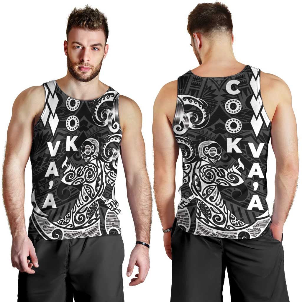 Cook Islands Va'a Polynesian Art Tattoo Men Tank Top Black Color LT03 - Polynesian Pride