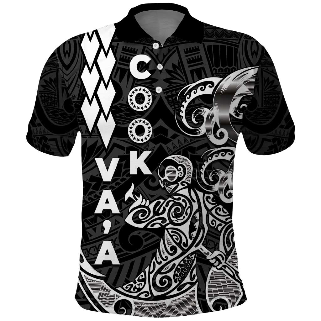 Cook Islands Va'a Polynesian Art Tattoo Polo Shirt Black Color LT03 Black - Polynesian Pride