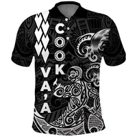 Cook Islands Va'a Polynesian Art Tattoo Polo Shirt Black Color LT03 Black - Polynesian Pride