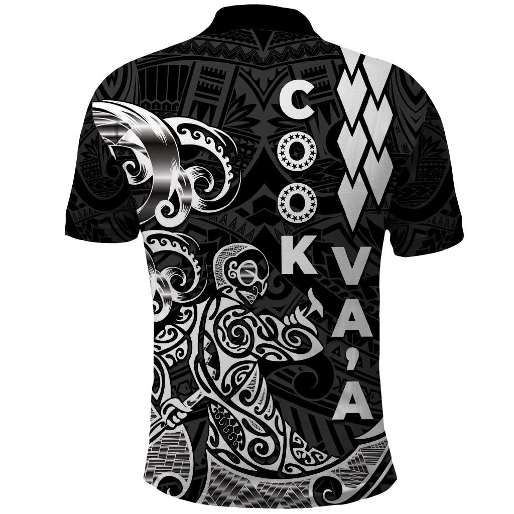 Cook Islands Va'a Polynesian Art Tattoo Polo Shirt Black Color LT03 - Polynesian Pride