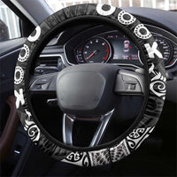 Cook Islands Va'a Polynesian Art Tattoo Steering Wheel Cover Black Color LT03 - Polynesian Pride