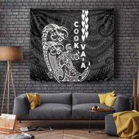 Cook Islands Va'a Polynesian Art Tattoo Tapestry Black Color LT03 Black - Polynesian Pride