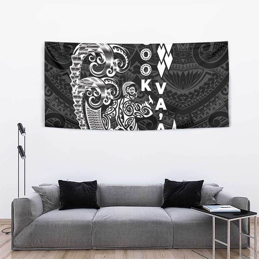 Cook Islands Va'a Polynesian Art Tattoo Tapestry Black Color LT03 - Polynesian Pride