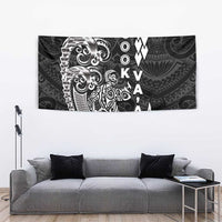 Cook Islands Va'a Polynesian Art Tattoo Tapestry Black Color LT03 - Polynesian Pride