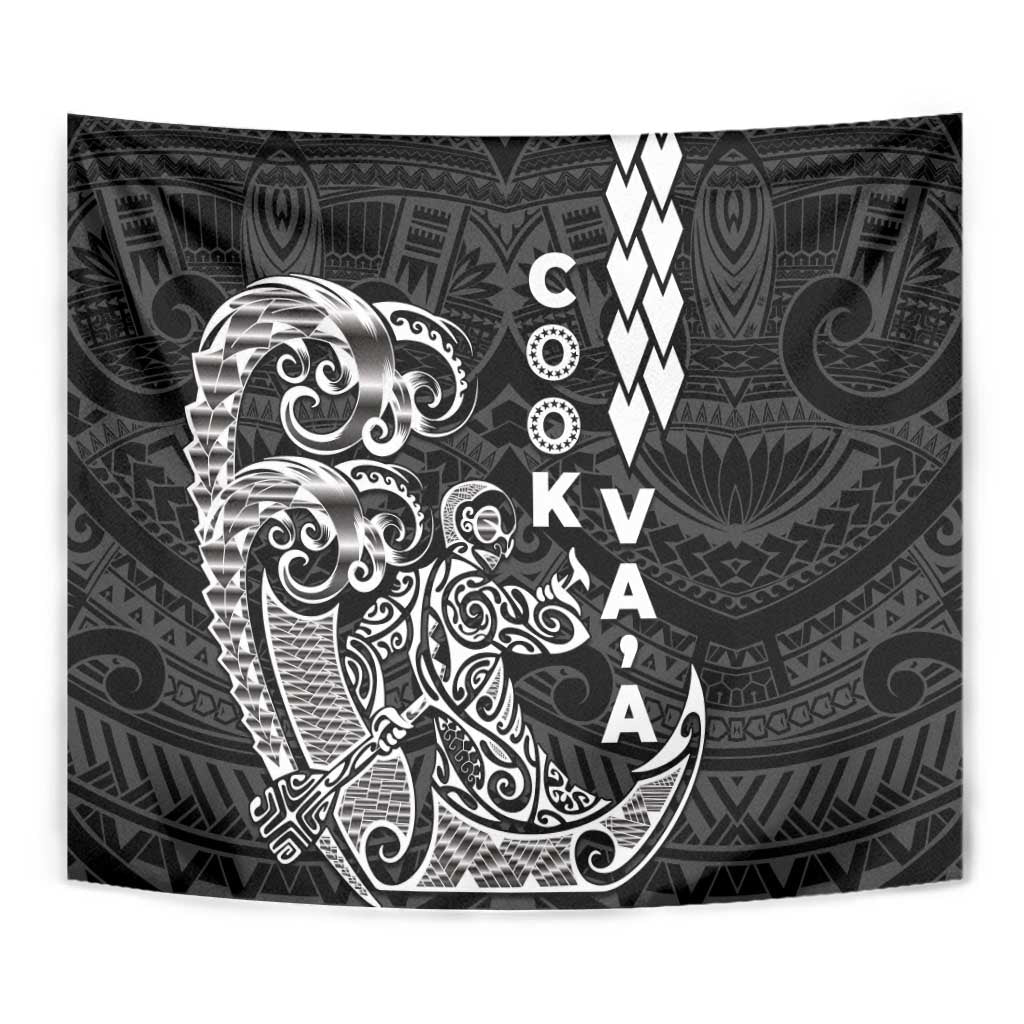 Cook Islands Va'a Polynesian Art Tattoo Tapestry Black Color LT03 - Polynesian Pride
