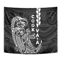 Cook Islands Va'a Polynesian Art Tattoo Tapestry Black Color LT03 - Polynesian Pride