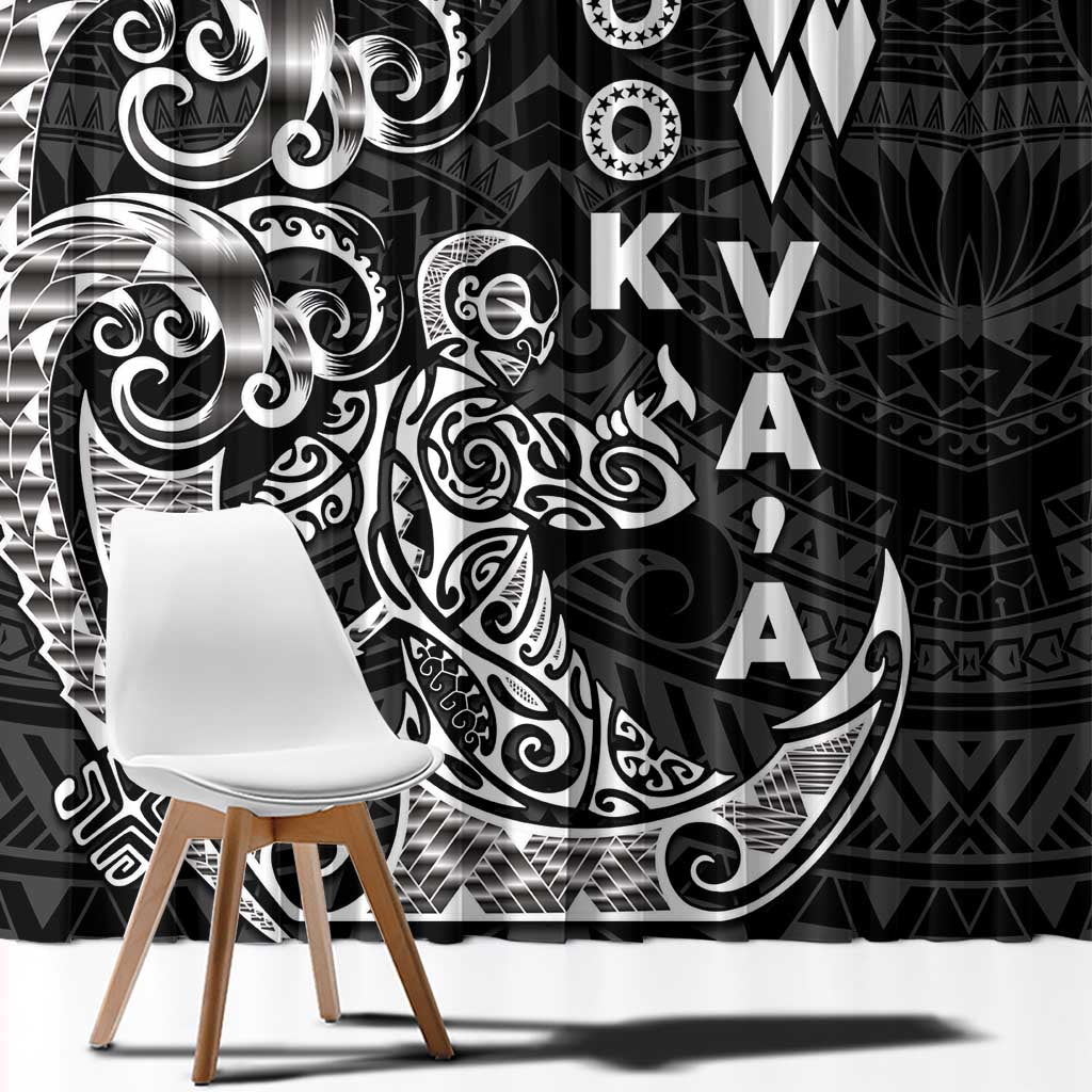 Cook Islands Va'a Polynesian Art Tattoo Window Curtain Black Color LT03 - Polynesian Pride