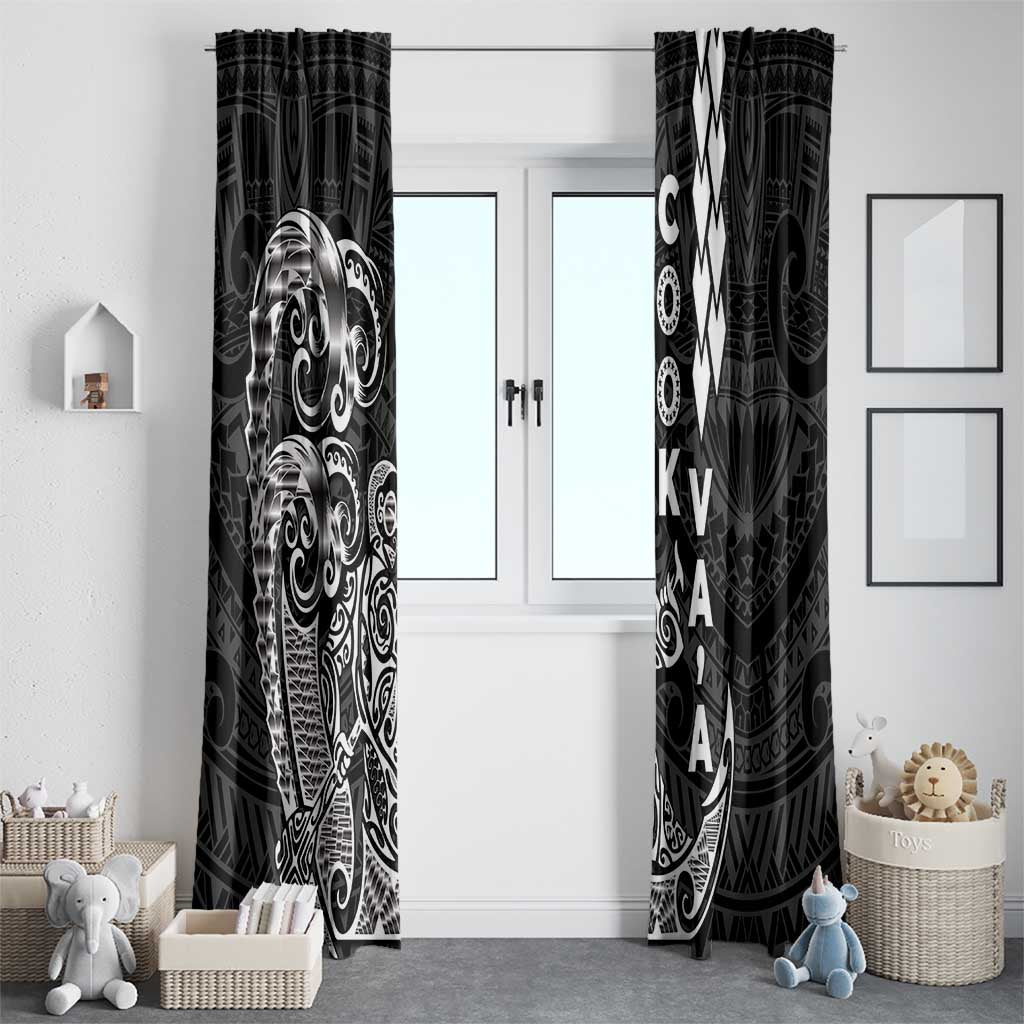 Cook Islands Va'a Polynesian Art Tattoo Window Curtain Black Color LT03 - Polynesian Pride