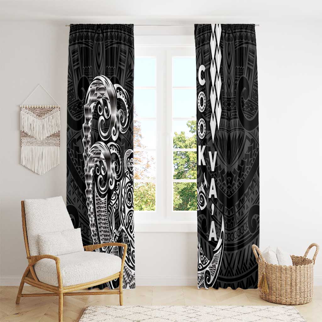 Cook Islands Va'a Polynesian Art Tattoo Window Curtain Black Color LT03 - Polynesian Pride