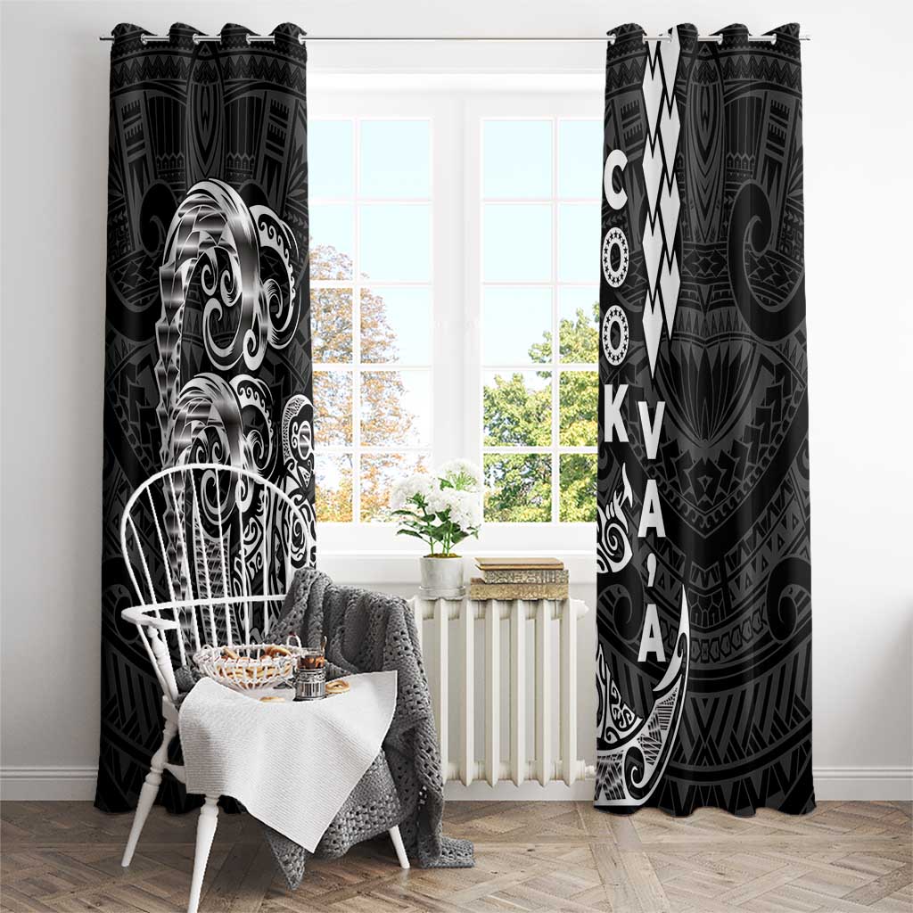 Cook Islands Va'a Polynesian Art Tattoo Window Curtain Black Color LT03 - Polynesian Pride