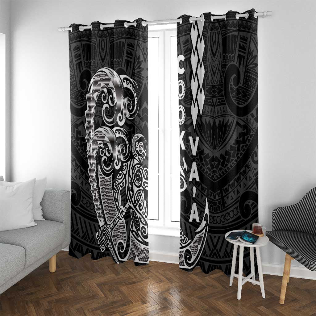 Cook Islands Va'a Polynesian Art Tattoo Window Curtain Black Color LT03 With Grommets Black - Polynesian Pride