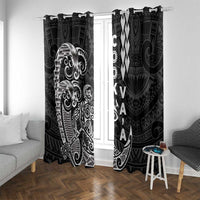Cook Islands Va'a Polynesian Art Tattoo Window Curtain Black Color LT03 With Grommets Black - Polynesian Pride
