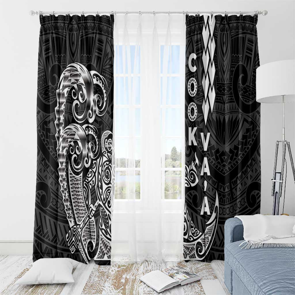 Cook Islands Va'a Polynesian Art Tattoo Window Curtain Black Color LT03 - Polynesian Pride