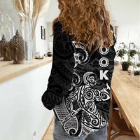 Cook Islands Va'a Polynesian Art Tattoo Women Casual Shirt Black Color LT03 - Polynesian Pride