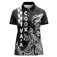 Cook Islands Va'a Polynesian Art Tattoo Women Polo Shirt Black Color LT03 Female Black - Polynesian Pride