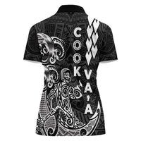 Cook Islands Va'a Polynesian Art Tattoo Women Polo Shirt Black Color LT03 - Polynesian Pride