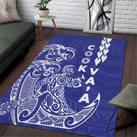 Cook Islands Va'a Polynesian Art Tattoo Area Rug Blue Color LT03 Blue - Polynesian Pride