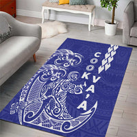 Cook Islands Va'a Polynesian Art Tattoo Area Rug Blue Color LT03 - Polynesian Pride