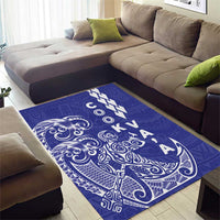 Cook Islands Va'a Polynesian Art Tattoo Area Rug Blue Color LT03 - Polynesian Pride