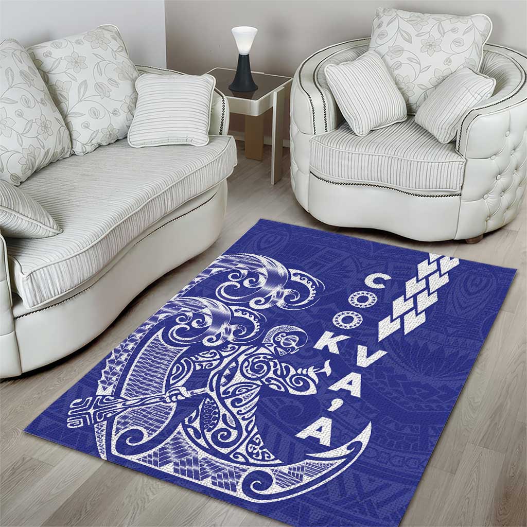 Cook Islands Va'a Polynesian Art Tattoo Area Rug Blue Color LT03 - Polynesian Pride