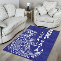 Cook Islands Va'a Polynesian Art Tattoo Area Rug Blue Color LT03 - Polynesian Pride