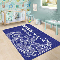 Cook Islands Va'a Polynesian Art Tattoo Area Rug Blue Color LT03 - Polynesian Pride