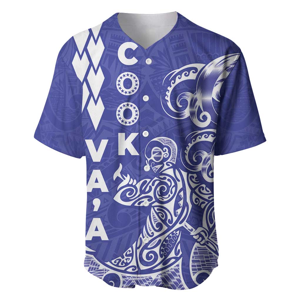 Cook Islands Va'a Polynesian Art Tattoo Baseball Jersey Blue Color LT03 Blue - Polynesian Pride