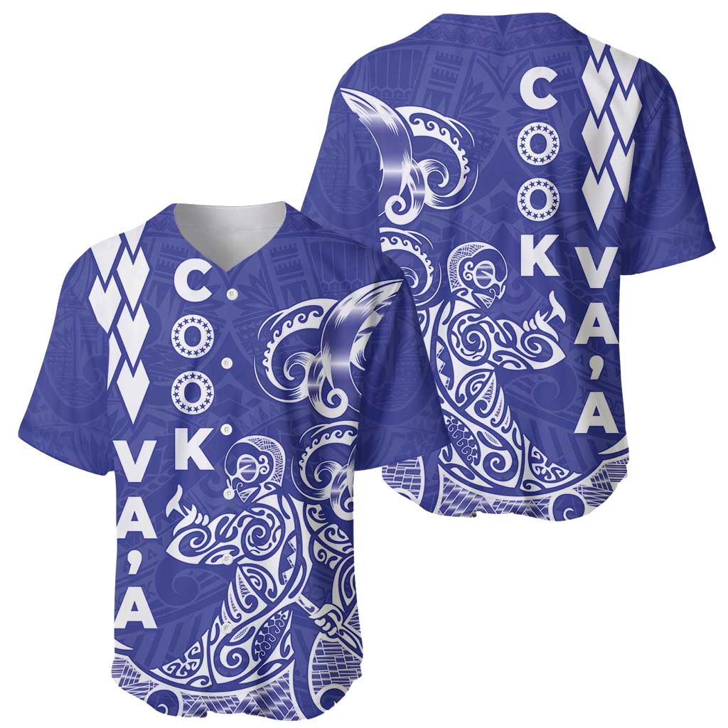 Cook Islands Va'a Polynesian Art Tattoo Baseball Jersey Blue Color LT03 - Polynesian Pride
