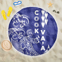 Cook Islands Va'a Polynesian Art Tattoo Beach Blanket Blue Color LT03 One Size 150cm Blue - Polynesian Pride