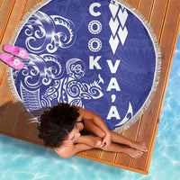 Cook Islands Va'a Polynesian Art Tattoo Beach Blanket Blue Color LT03 - Polynesian Pride
