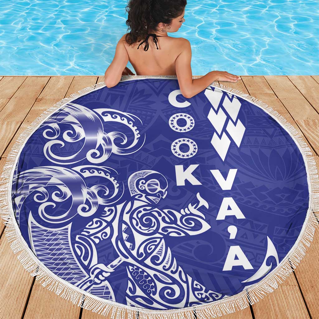 Cook Islands Va'a Polynesian Art Tattoo Beach Blanket Blue Color LT03 - Polynesian Pride