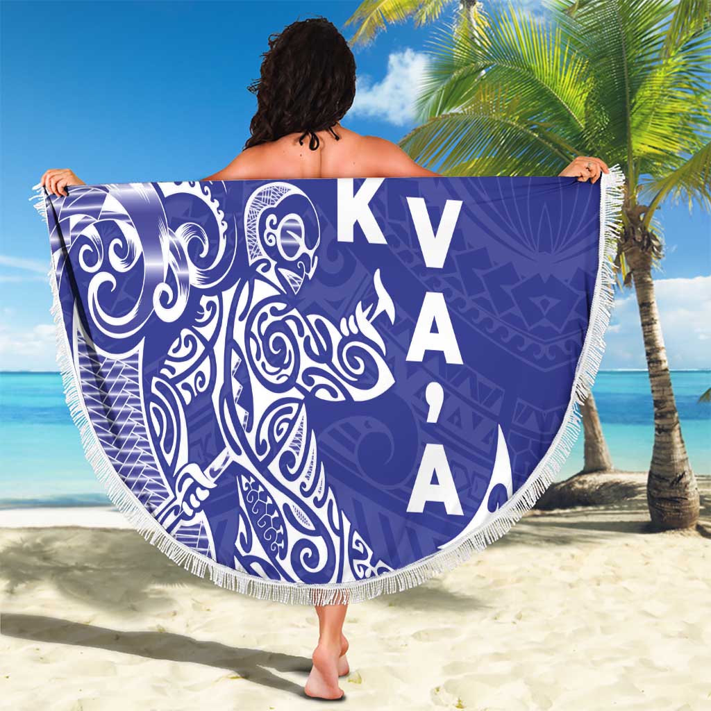 Cook Islands Va'a Polynesian Art Tattoo Beach Blanket Blue Color LT03 - Polynesian Pride