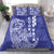 Cook Islands Vaa Polynesian Art Tattoo Bedding Set Blue Color