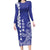 Cook Islands Vaa Polynesian Art Tattoo Family Matching Long Sleeve Bodycon Dress and Hawaiian Shirt Blue Color