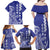 Cook Islands Vaa Polynesian Art Tattoo Family Matching Off Shoulder Maxi Dress and Hawaiian Shirt Blue Color